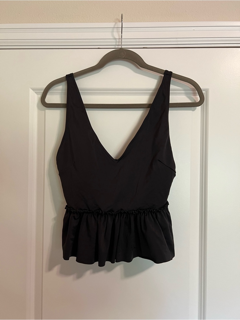 Kortni Jeane Black V-Neck Peplum Swim Top